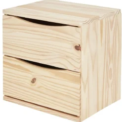 Gifi Rangement|Cube de rangement 2 tiroirs pin naturel