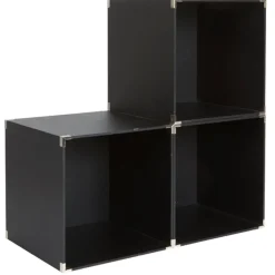 Gifi Rangement|Cube de rangement déco noir x3