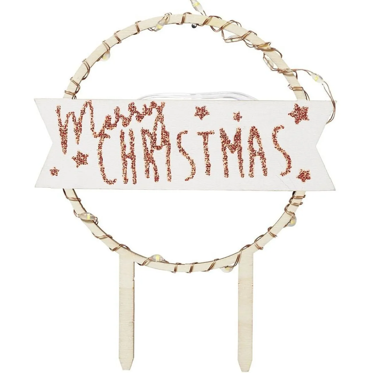 Gifi Décoration gâteau de Noël à LED en bois beige