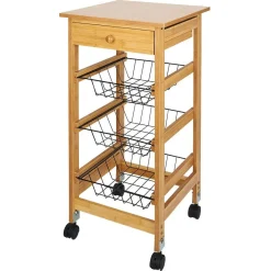 Gifi Desserte 3 niveaux bambou et métal