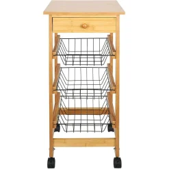 Gifi Desserte 3 niveaux bambou et métal