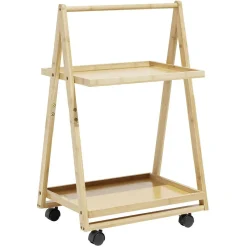 Gifi Desserte à roulettes bambou 2 niveaux 50x38xH78cm