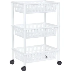 Gifi Desserte de cuisine 3 niveaux panières blanches