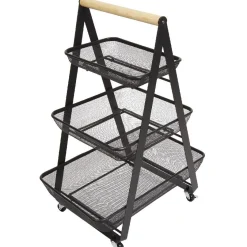 Gifi Desserte de cuisine 3 paniers métal noir