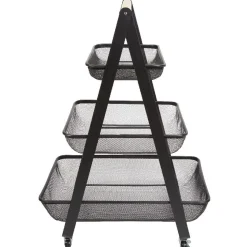 Gifi Desserte de cuisine 3 paniers métal noir