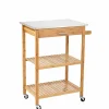 Gifi Desserte de cuisine à roulettes bambou plateau inox 1 tiroir