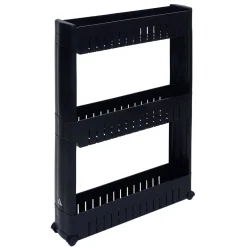 Gifi Desserte de cuisine à roulettes 3 niveaux noir 54,5x12,5xH.72cm