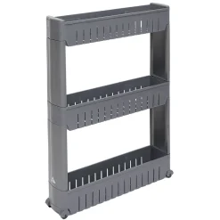 Gifi Desserte de cuisine à roulettes 3 niveaux gris 54,5x12,5xH.72cm