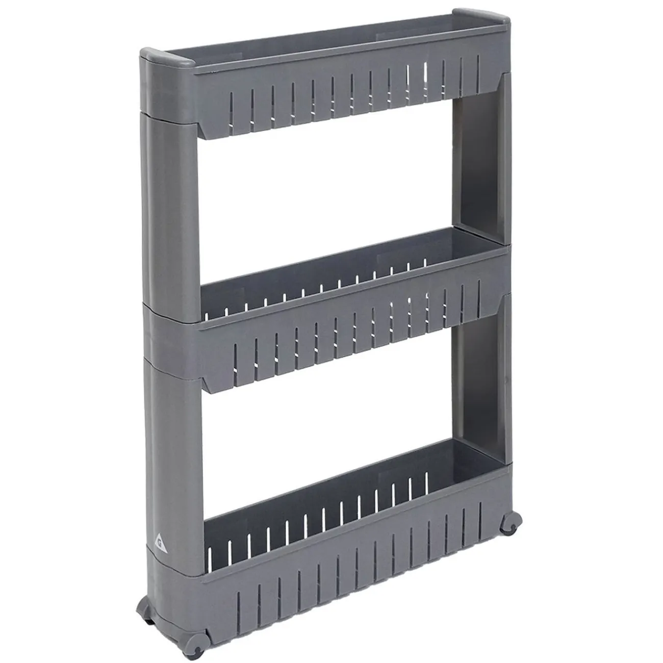 Gifi Desserte de cuisine à roulettes 3 niveaux gris 54,5x12,5xH.72cm