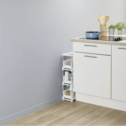 Gifi Desserte de cuisine 3 tiroirs coulissants blanc