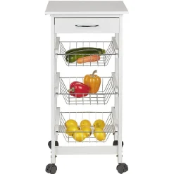 Gifi Desserte de cuisine mdf métal blanc gris