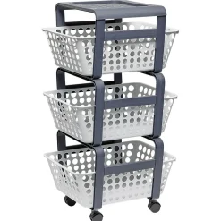 Gifi Rangement|Desserte de rangement 3 niveaux grise et blanche