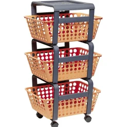 Gifi Rangement|Desserte de rangement 3 niveaux grise et orange