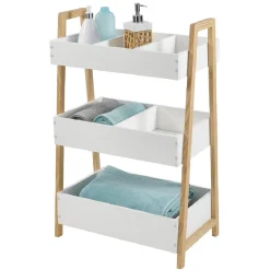 Gifi Rangement|Desserte meuble de rangement 3 niveaux blanc naturel