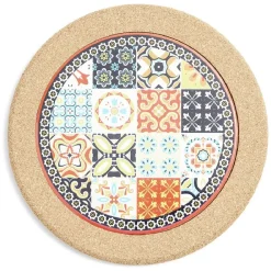 Gifi Dessous de plat rond en céramique design carreau de ciment Ø20cm