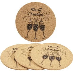 Gifi Dessous de verre liège design Noël inscription Merry Christmas x4