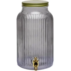 Gifi Distibuteur à boisson en verre strié noir 5,5L