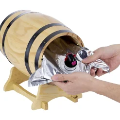 Gifi Distributeur à vin tonneau bois sur socle 5,5 L