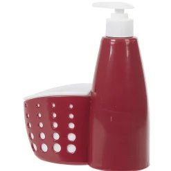 Gifi Nettoyage Et Entretien|Distributeur de liquide vaisselle avec compartiment à éponge rouge
