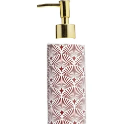 Gifi Aménagement Salle De Bain^Distributeur de savon céramique vague japonaise blanc rouge Ø6xH15cm