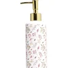 Gifi Aménagement Salle De Bain^Distributeur de savon céramique motif floral blanc et rose Ø6xH15cm
