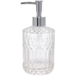 Gifi Aménagement Salle De Bain^Distributeur de savon en verre effet cristallin transparent Ø8xH17,5cm