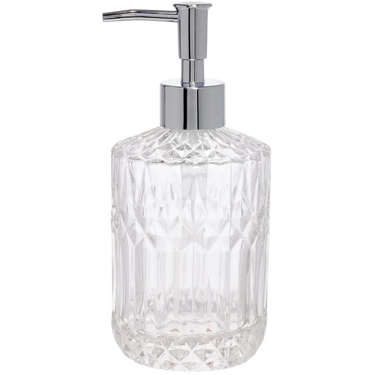 Gifi Aménagement Salle De Bain^Distributeur de savon en verre effet cristallin transparent Ø8xH17,5cm