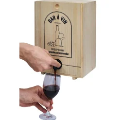 Gifi Distributeur de vin en bois pour cubi 5L