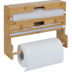 Gifi Distributeur film alimentaire et essuie-tout bambou 33,5x10xH25cm