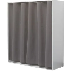 Gifi Rangement|Dressing sous pente penderie 2 niches rideau gris bois blanc