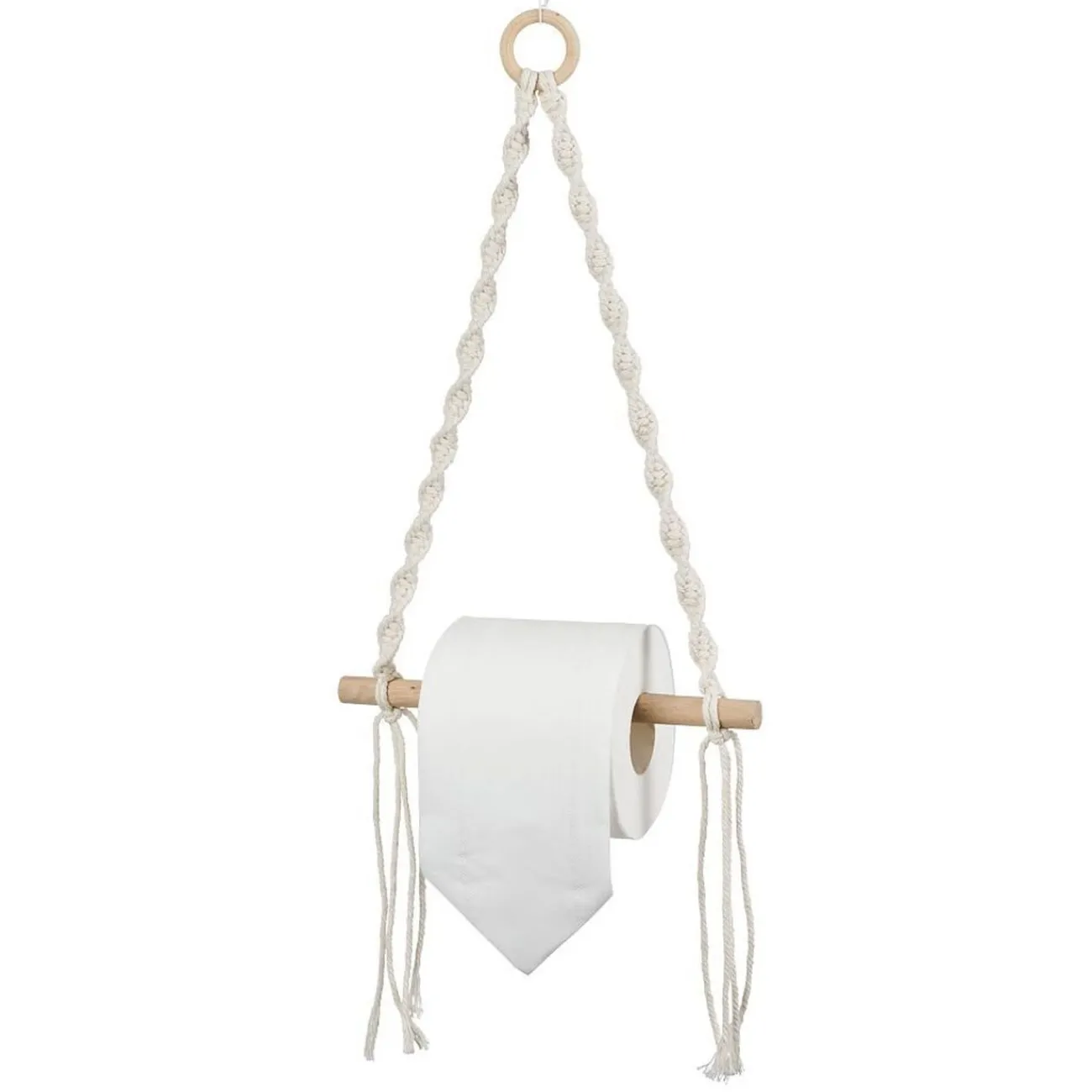 Gifi Equipement Wc^Dérouleur papier WC macramé 20xH54cm