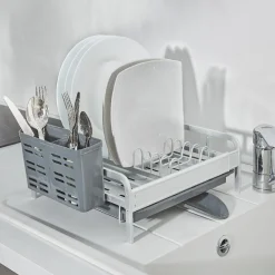 Gifi Egouttoir à vaisselle extensible gris et blanc