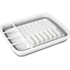 Gifi Egouttoir à vaisselle rétractable blanc gris