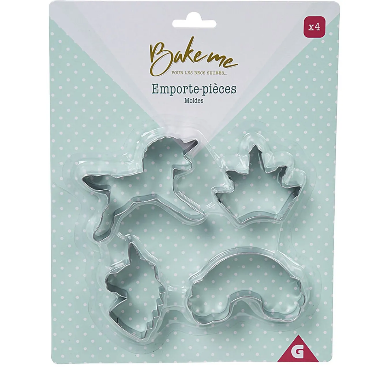 Gifi Emporte pièce forme Licorne Arc en ciel Couronne x4