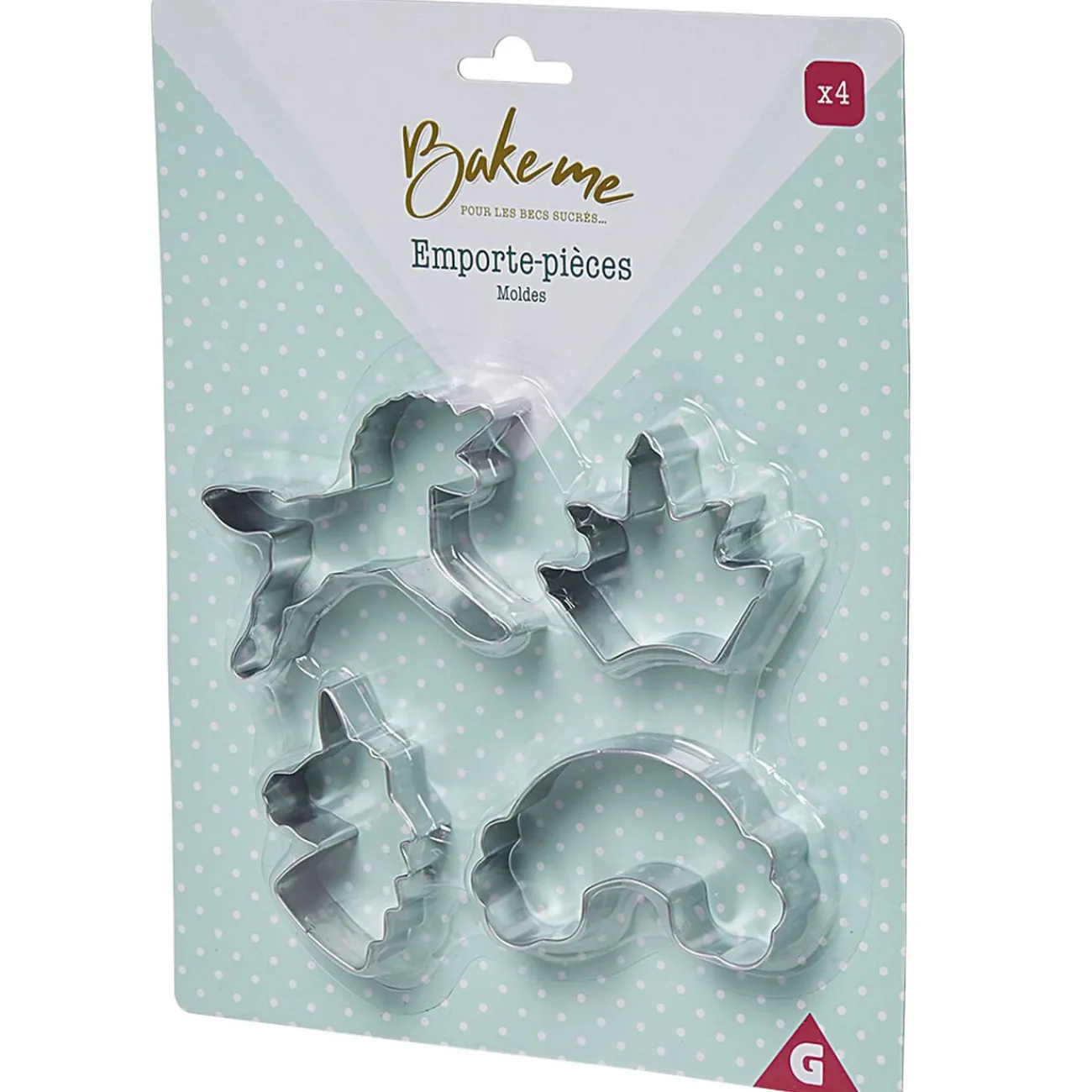 Gifi Emporte pièce forme Licorne Arc en ciel Couronne x4