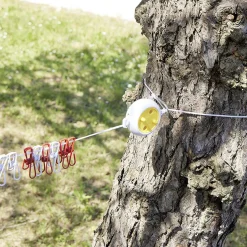 Gifi Entretien Du Linge|Enrouleur corde à linge rétractable 8 m jaune et blanc