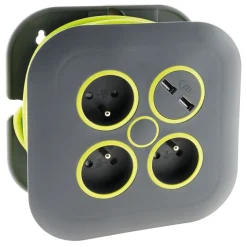 Gifi Accessoires Électriques^Enrouleur 7M - 3 prises 16A+2USB