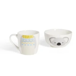 Gifi Ensemble bol et mug en porcelaine motif enfant motif koala H15cm