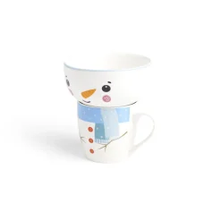 Gifi Ensemble mug 355ml avec bol 520ml porcelaine motif bonhomme de neige
