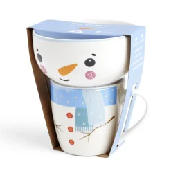 Gifi Ensemble mug 355ml avec bol 520ml porcelaine motif bonhomme de neige