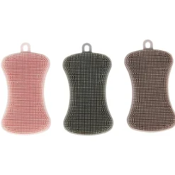 Gifi Nettoyage Et Entretien|Eponge en silicone bleu rouge et orange x3