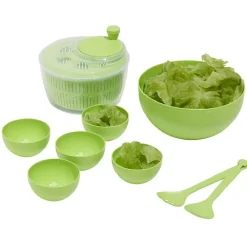 Gifi Essoreuse à salade avec couverts et saladier plastique vert