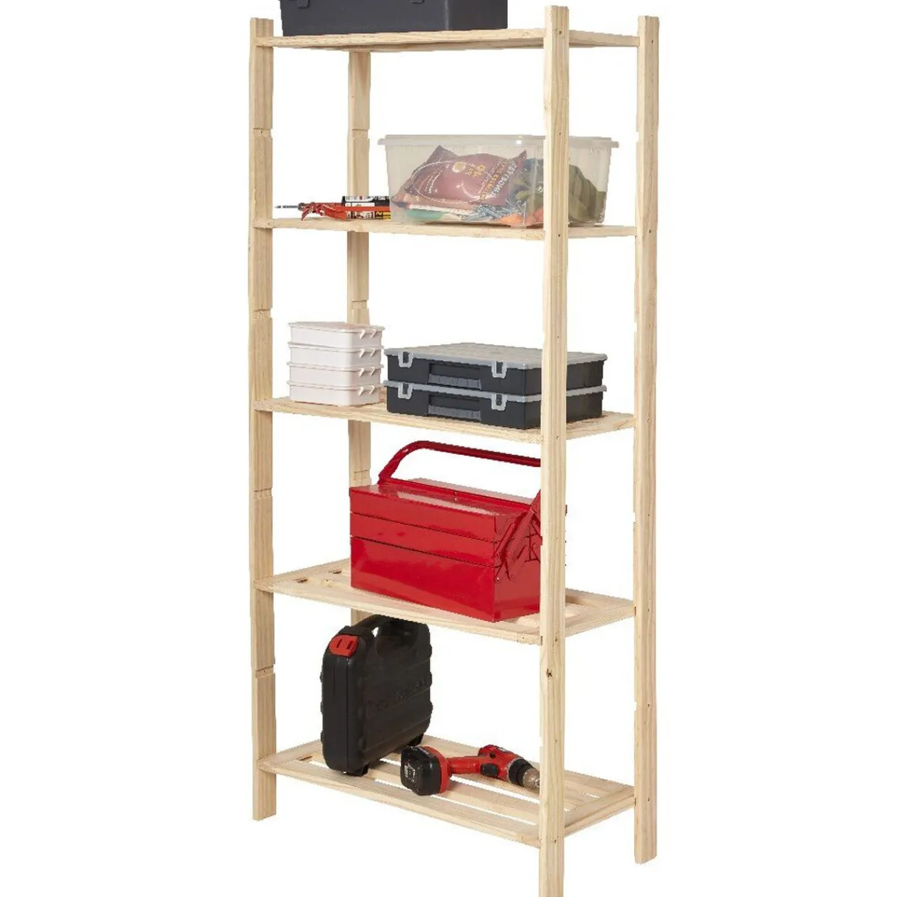 Gifi Rangement|Etagère 5 niveaux en pin naturel