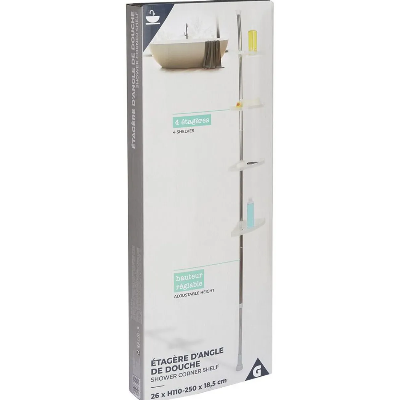 Gifi Equipement Douche^Etagère d'angle de douche 4 niveaux