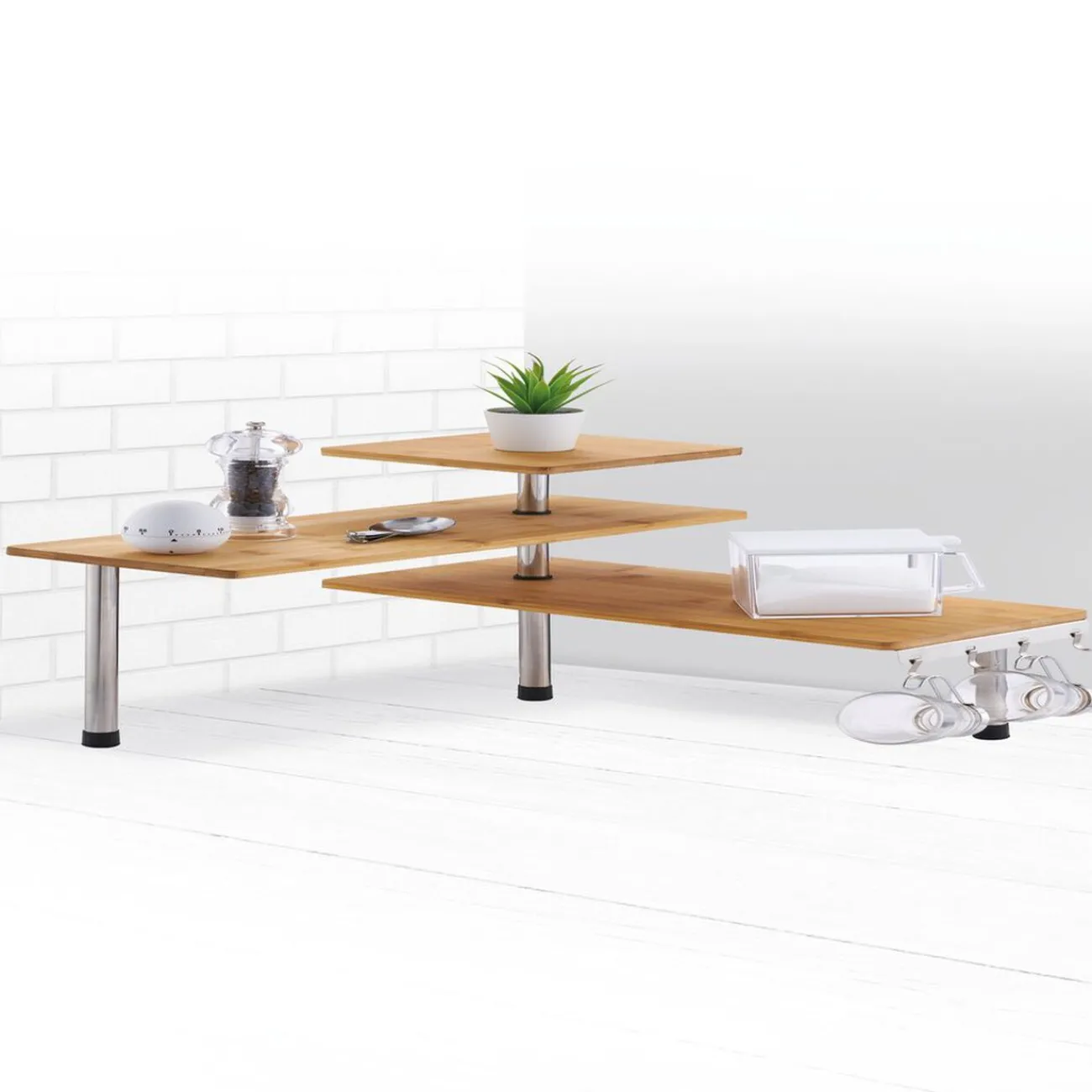 Gifi Etagère d'angle modulable en bambou