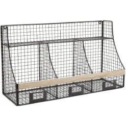 Gifi Rangement|Etagère mural 3 casiers métal noir et naturel