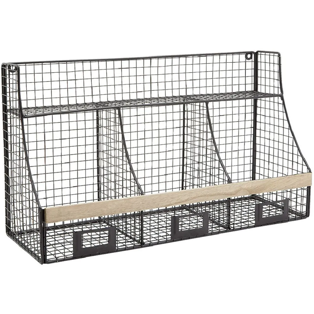 Gifi Rangement|Etagère mural 3 casiers métal noir et naturel