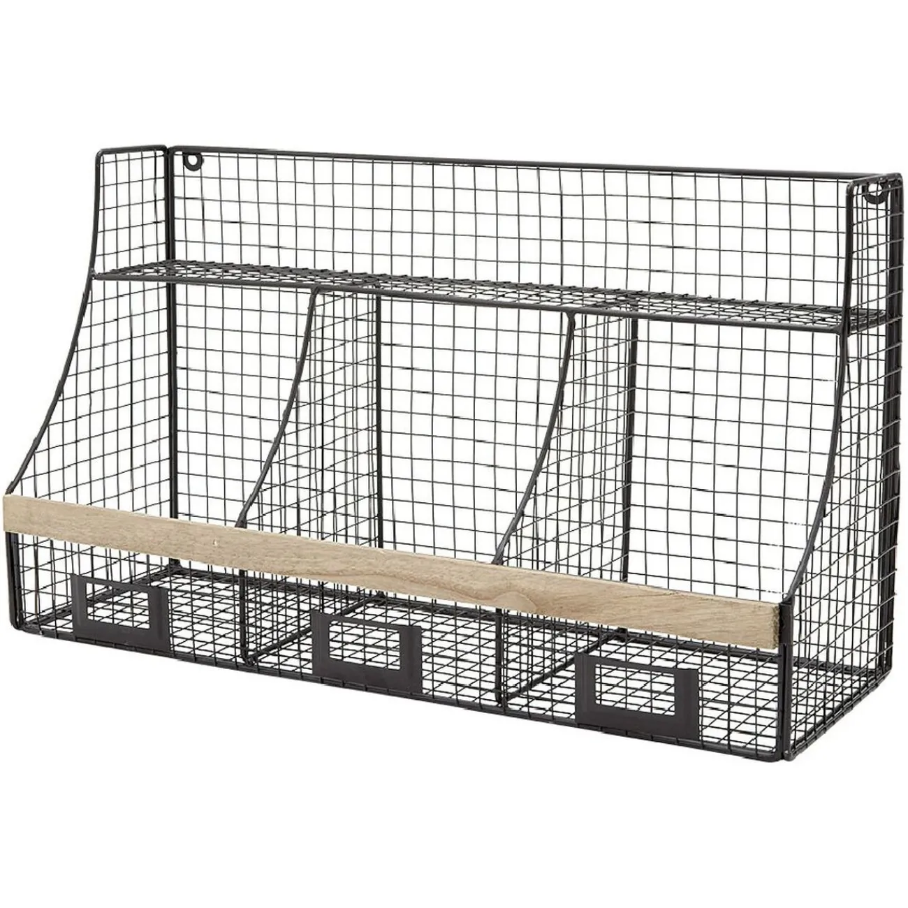 Gifi Rangement|Etagère mural 3 casiers métal noir et naturel