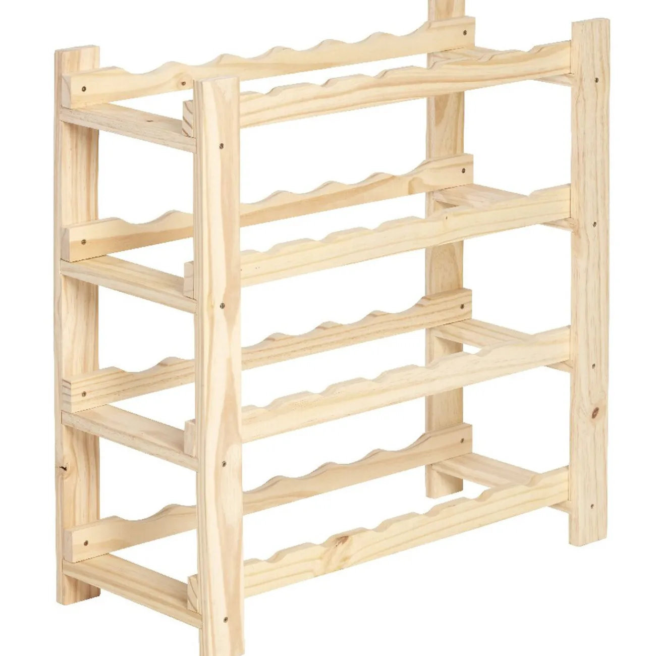 Gifi Rangement|Etagère porte bouteille 4 niveaux en pin naturel