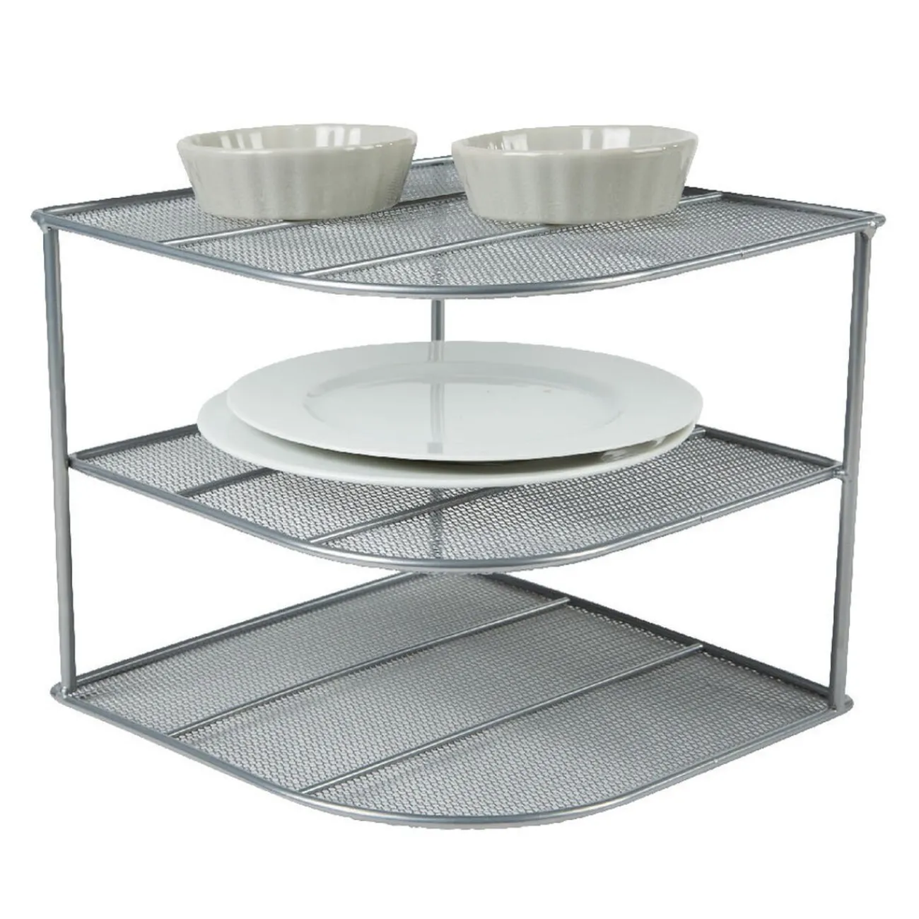 Gifi Rangement|Etagère porte-assiettes argentée